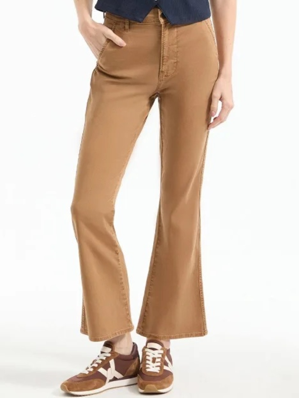 Veronica Beard Carson Ankle Flare High Rise Jeans in Brown